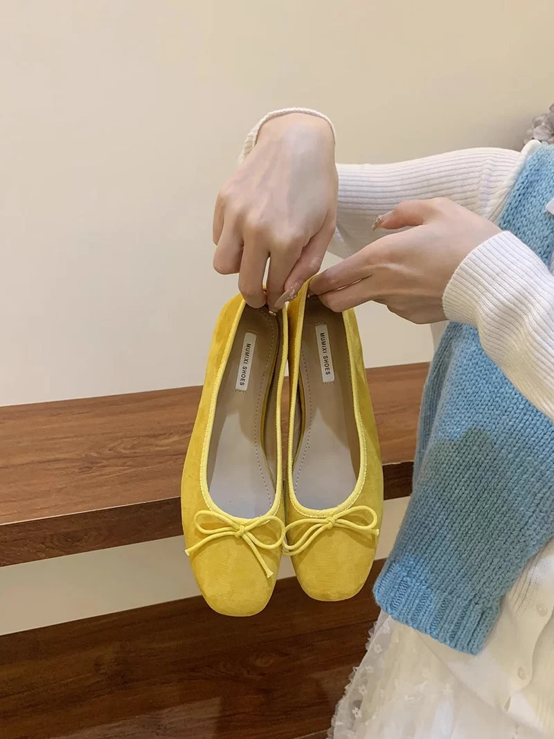 Damen Ballerinas aus hochwertigem Wildleder mit verspieltem Schleifen-Detail Drune