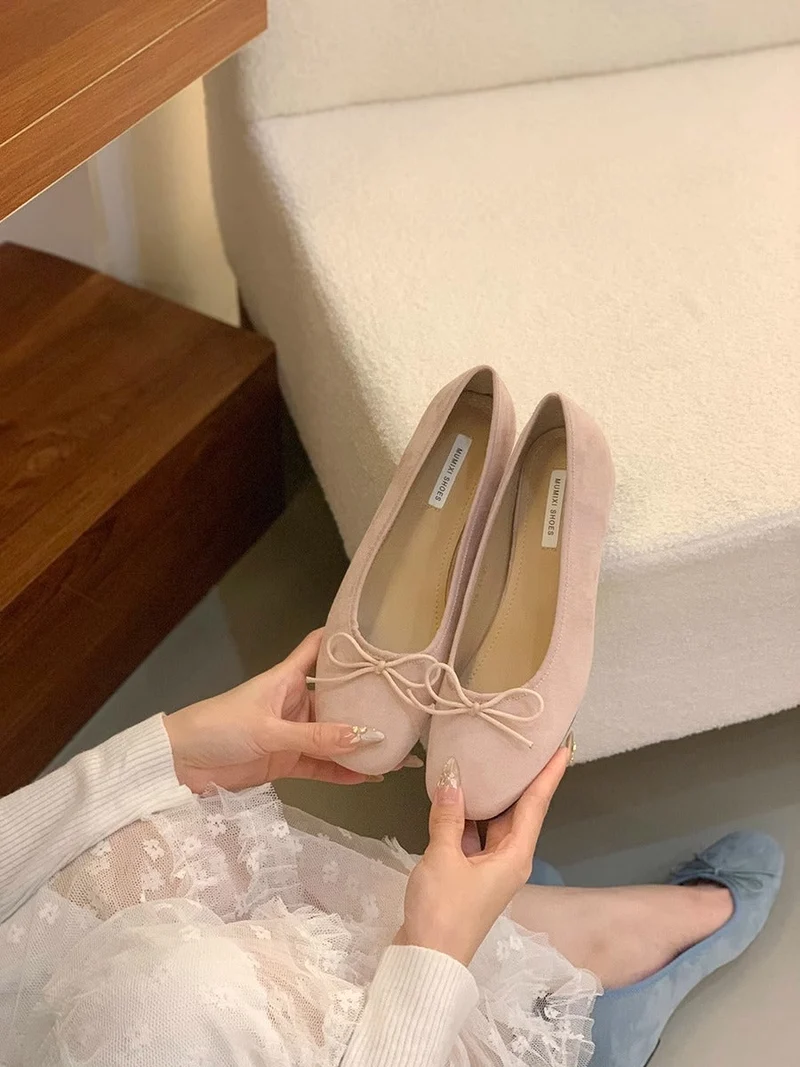 Damen Ballerinas aus hochwertigem Wildleder mit verspieltem Schleifen-Detail Drune