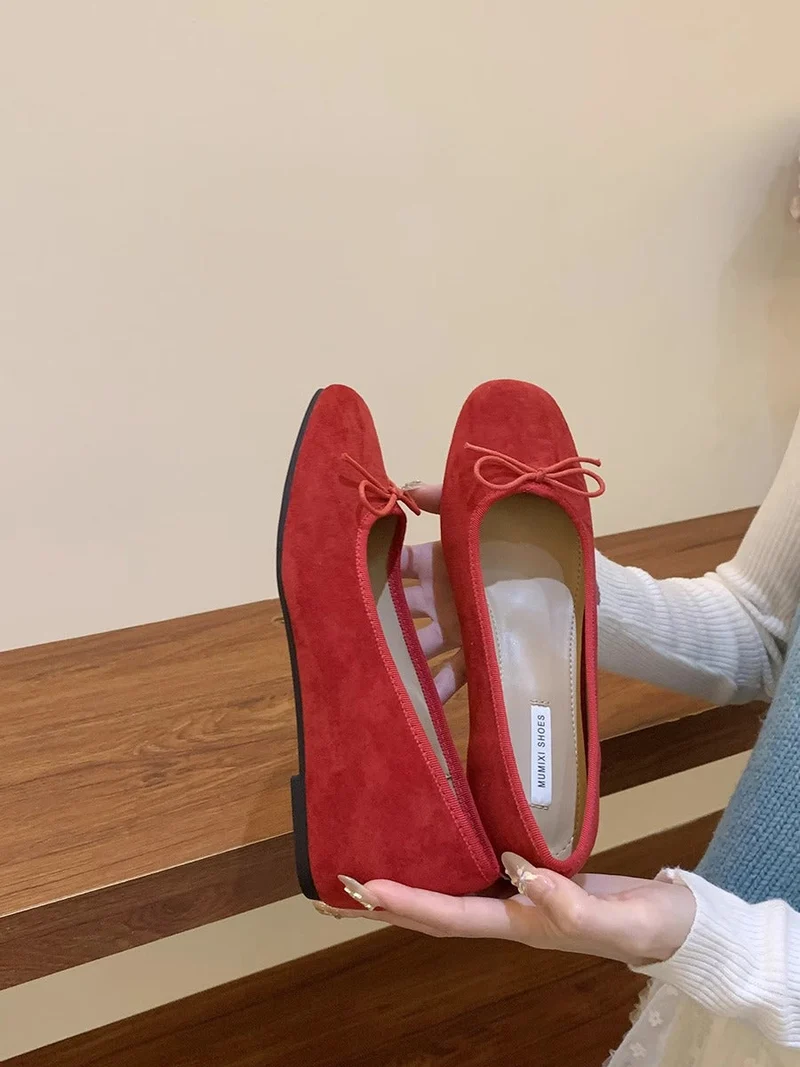 Damen Ballerinas aus hochwertigem Wildleder mit verspieltem Schleifen-Detail Drune