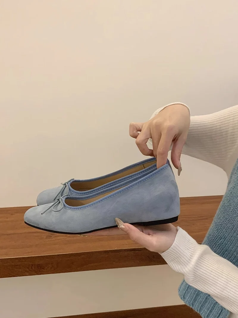 Damen Ballerinas aus hochwertigem Wildleder mit verspieltem Schleifen-Detail Drune