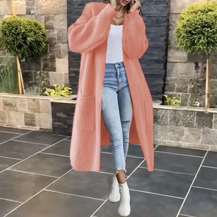 Damen Strickmantel mit tiefen Taschen und lässigem Schnitt Drune
