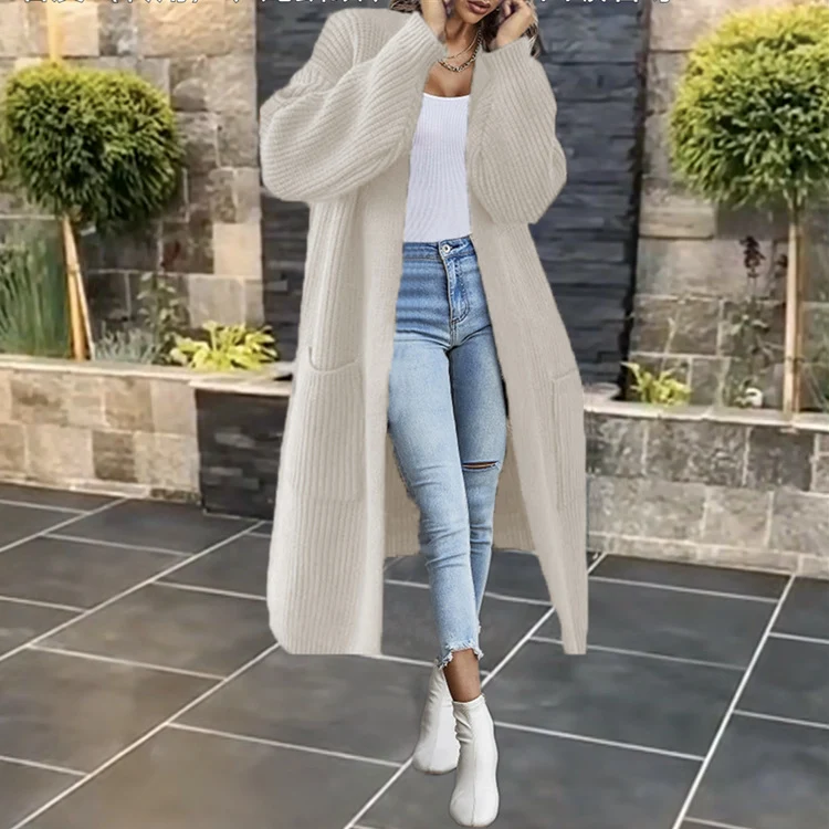 Damen Strickmantel mit tiefen Taschen und lässigem Schnitt Drune