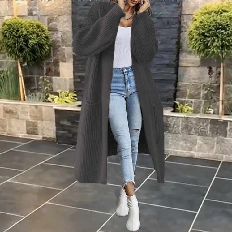 Damen Strickmantel mit tiefen Taschen und lässigem Schnitt Drune