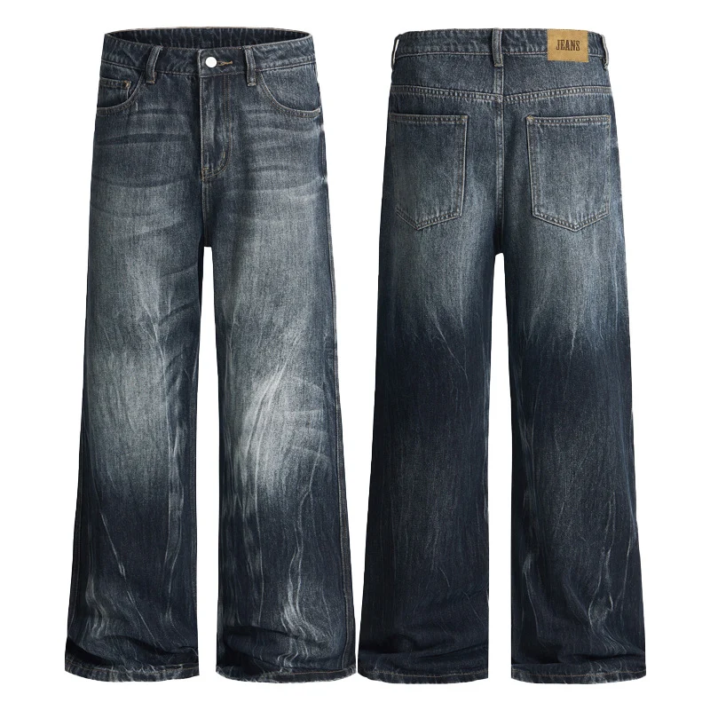 Herren Weit geschnittene Flared-Denim-Jeans mit intensiver Vintage-Waschung Drune