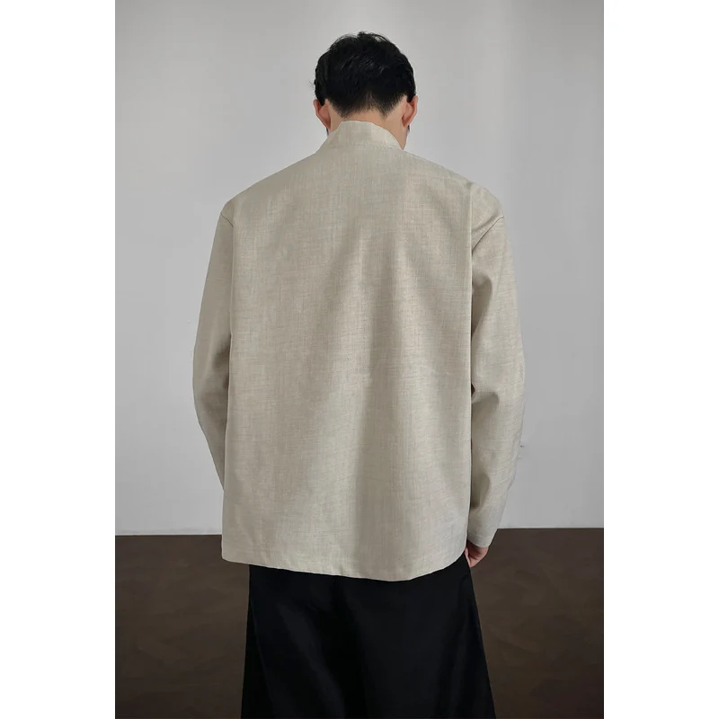 Herren Lässiger Longsleeve mit Stehkragen Drune