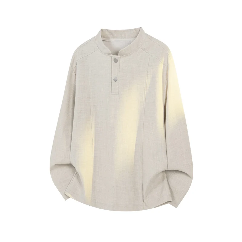 Herren Lässiger Longsleeve mit Stehkragen Drune