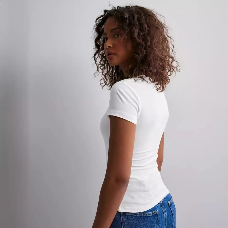 Damen Slim Fit T-Shirt aus hochwertigem Baumwollmix mit elastischem Stretch Drune