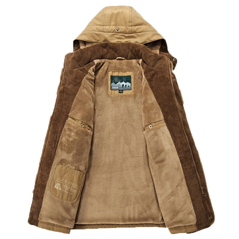 Herren Canvas-Parka mit Cord-Innenkragen, abnehmbarer Kapuze und wärmender Thermofütterung Drune