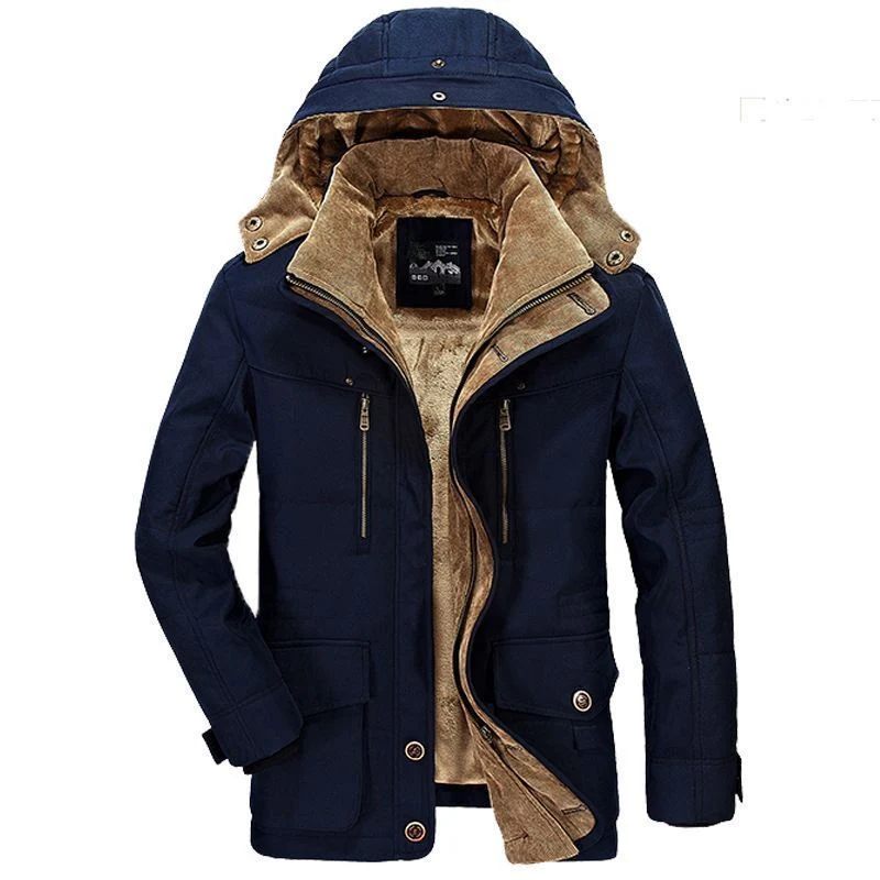 Herren Canvas-Parka mit Cord-Innenkragen, abnehmbarer Kapuze und wärmender Thermofütterung Drune