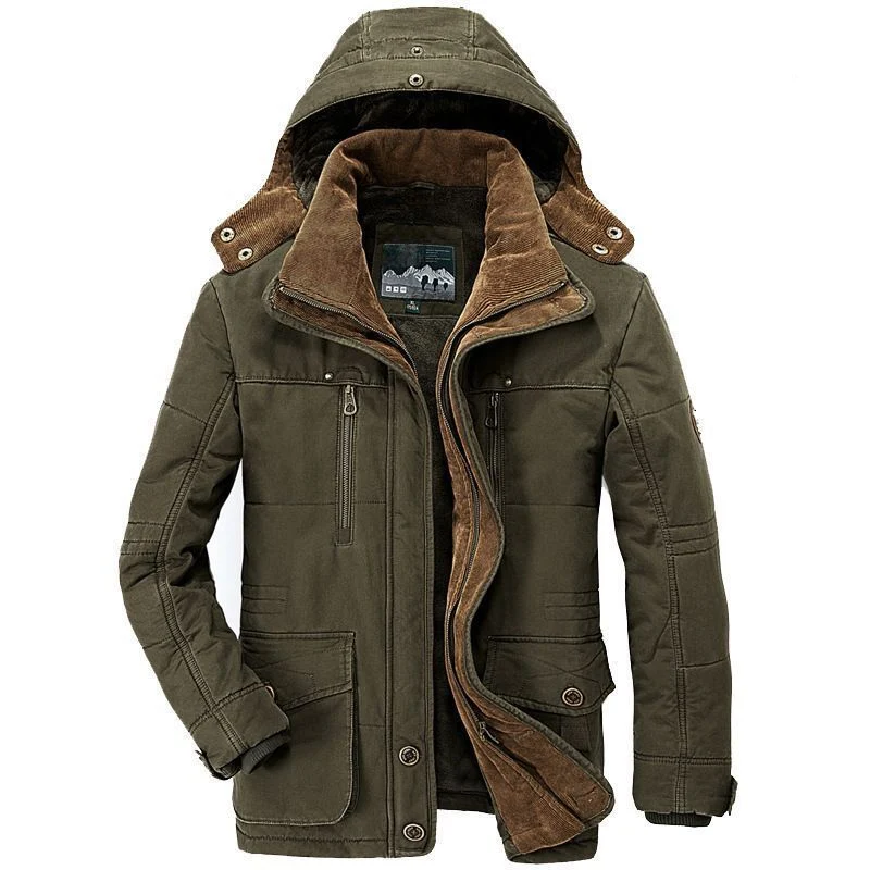 Herren Canvas-Parka mit Cord-Innenkragen, abnehmbarer Kapuze und wärmender Thermofütterung Drune