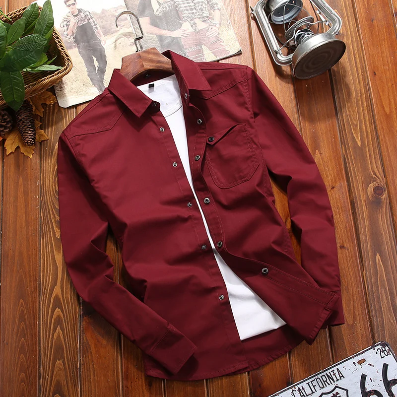 Herren Canvas-Overshirt im Worker‑Look mit Brustpattentasche und Western‑Nahtführung Drune