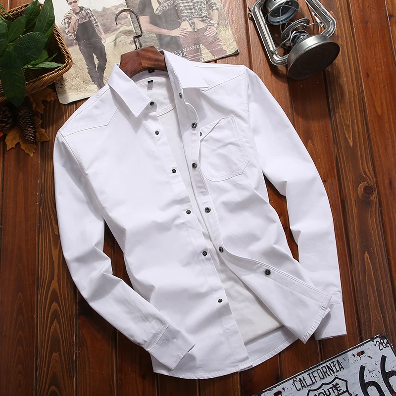 Herren Canvas-Overshirt im Worker‑Look mit Brustpattentasche und Western‑Nahtführung Drune