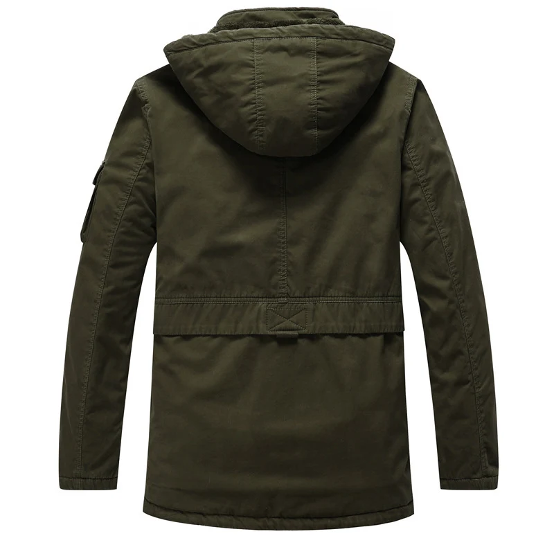 Herren Canvas-Militärparka mit Teddyfutter, Kapuze und multifunktionalen Taschen Drune