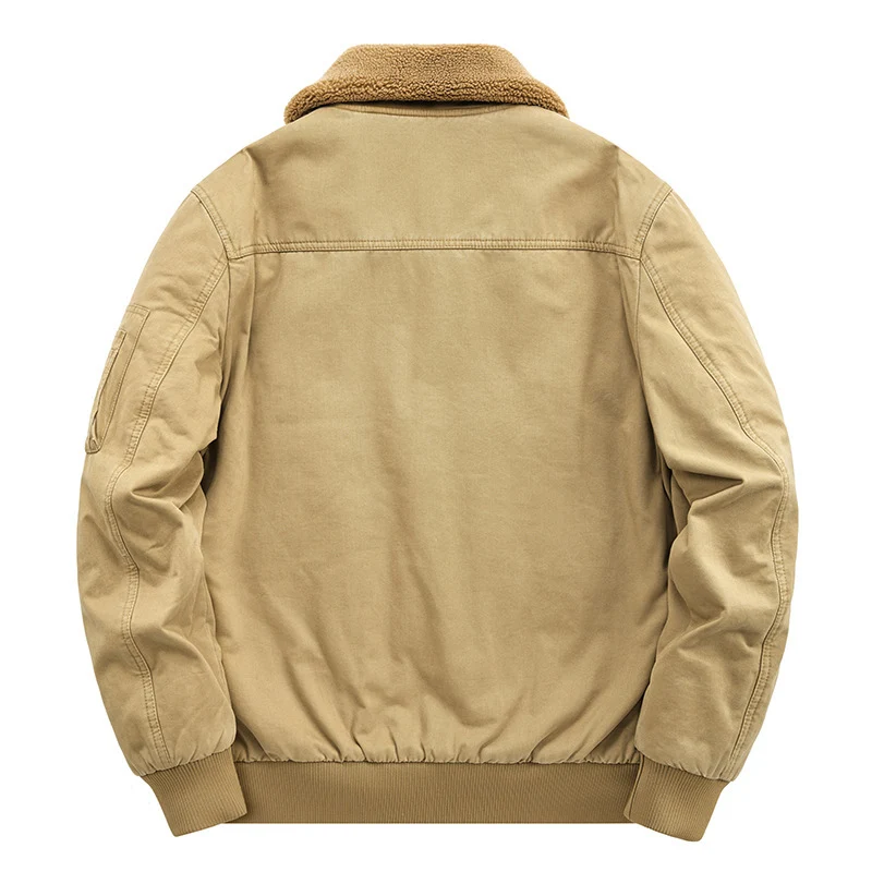 Herren Canvas-Fliegerblouson mit wärmender Teddyfleece-Innenlage und Sherpa-Kragen Drune