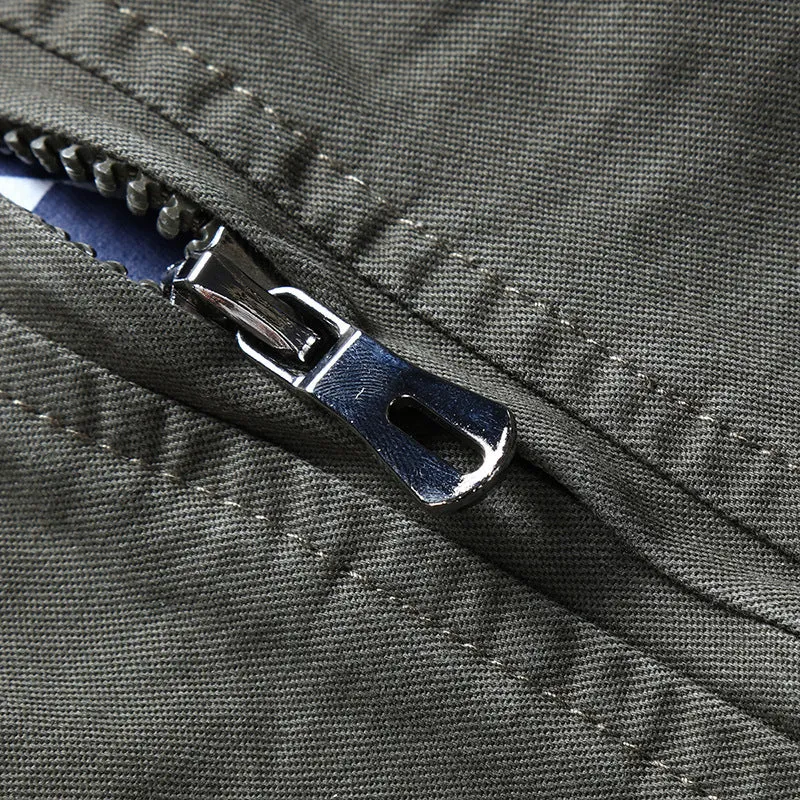 Herren Canvas-Fliegerblouson mit Frontklappentaschen, Ärmeltasche und Rippbündchen Drune