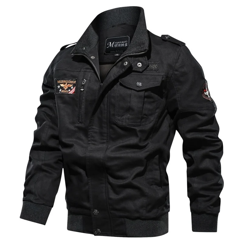 Herren Canvas-Fliegerblouson im Utility-Stil mit Epauletten und Zip-Brusttasche Drune