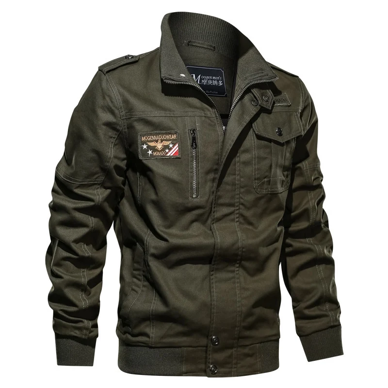 Herren Canvas-Fliegerblouson im Utility-Stil mit Epauletten und Zip-Brusttasche Drune