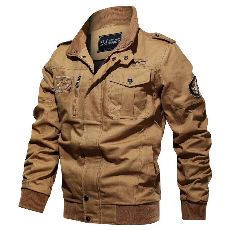 Herren Canvas-Fliegerblouson im Utility-Stil mit Epauletten und Zip-Brusttasche Drune