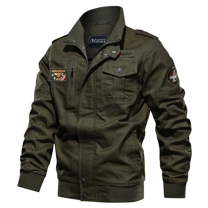 Herren Canvas-Fliegerblouson im Utility-Stil mit Epauletten und Zip-Brusttasche Drune