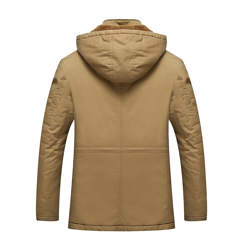 Herren Canvas-Fieldparka mit warmem Teddyfleece-Innenfutter, Kapuze und Mehrfach-Taschen Drune
