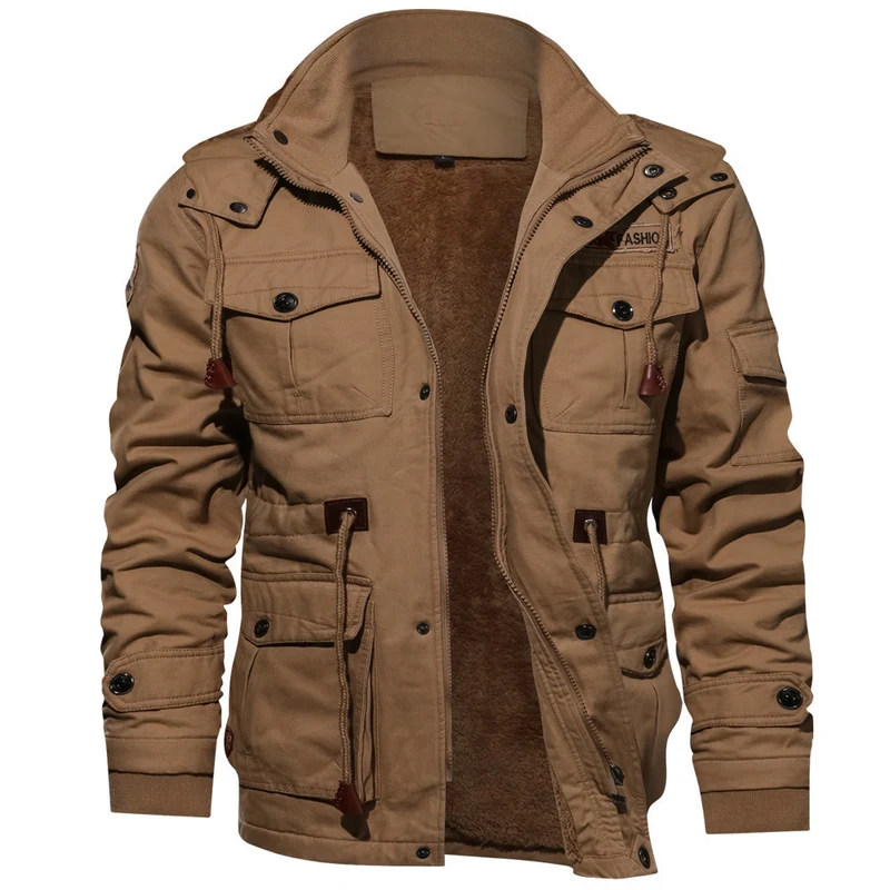 Herren Canvas-Fieldparka mit gefütterter Thermo-Innenlage, Multifunktions‑Taschen und Kapuze Drune