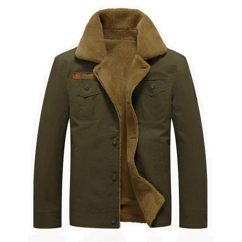 Herren Canvas-Fieldjacke mit wärmender Sherpa-Innenfutter und Utility-Taschen Drune