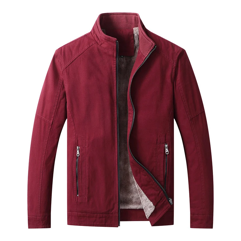 Herren Canvas-Fieldjacke mit Teddyfleece-Innenfutter, Stehkragen und Reißverschluss Drune