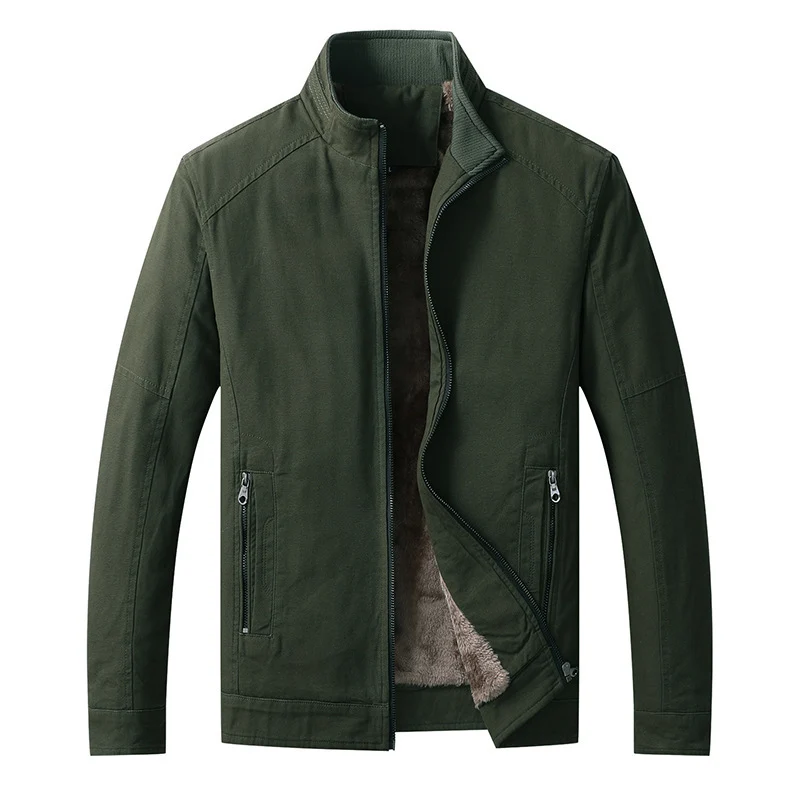 Herren Canvas-Fieldjacke mit Teddyfleece-Innenfutter, Stehkragen und Reißverschluss Drune