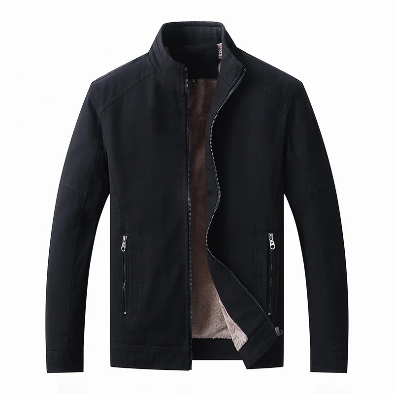 Herren Canvas-Fieldjacke mit Teddyfleece-Innenfutter, Stehkragen und Reißverschluss Drune