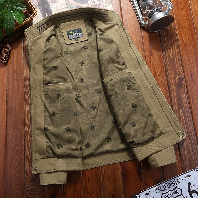 Herren Canvas-Fieldjacke mit Stehkragen, Zipper und gestreiftem Rippbund Drune
