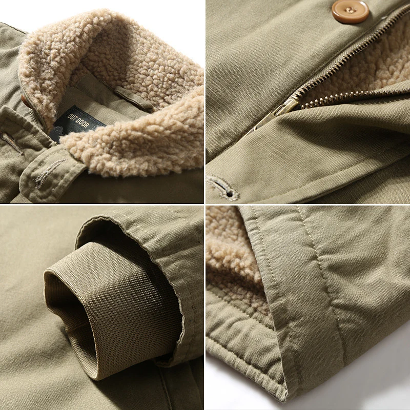 Herren Canvas-Fieldjacke mit Sherpa-Kragen und wattierter Thermofütterung Drune