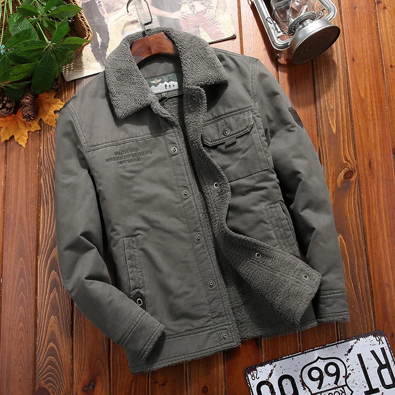 Herren Canvas-Fieldjacke mit Sherpa-Futter und Hemdkragen Drune