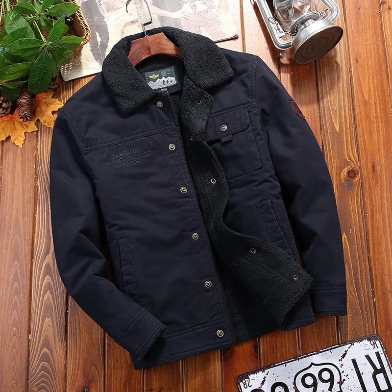 Herren Canvas-Fieldjacke mit Sherpa-Futter und Hemdkragen Drune