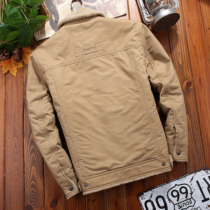Herren Canvas-Fieldjacke mit Sherpa-Futter und Hemdkragen Drune
