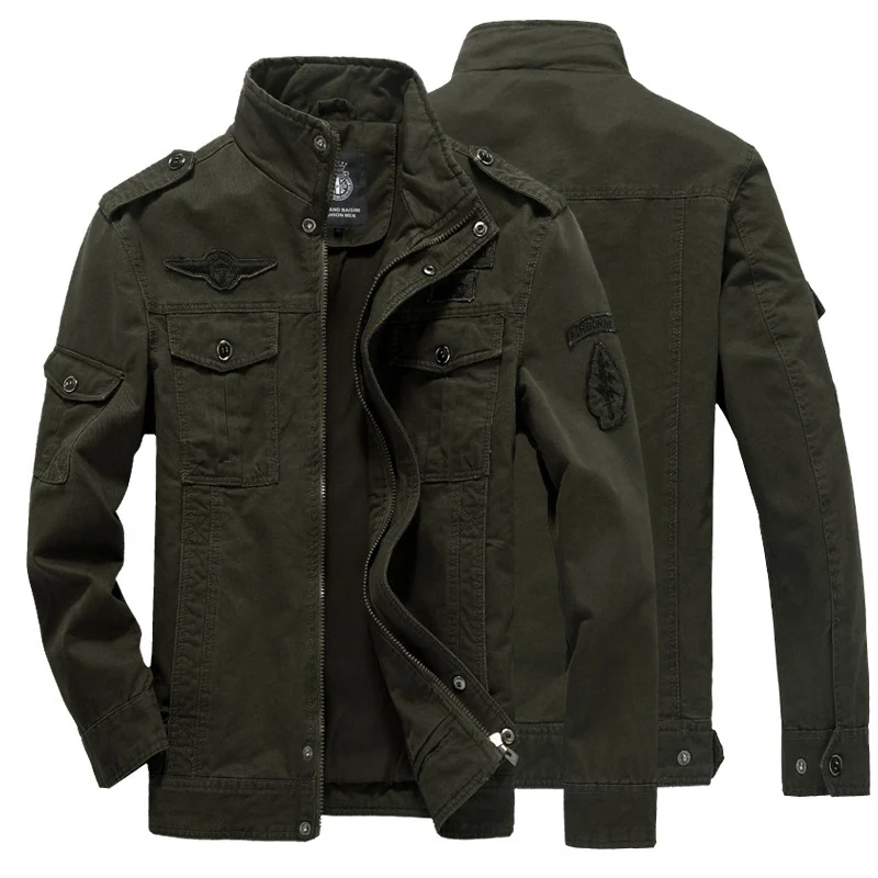 Herren Canvas-Fieldjacke im Military-Utility-Stil mit Stehkragen und Pattentaschen Drune