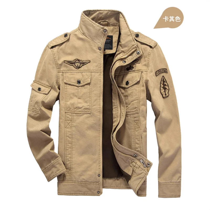 Herren Canvas-Fieldjacke im Military-Utility-Stil mit Stehkragen, Epauletten und Multifunktionstaschen Drune