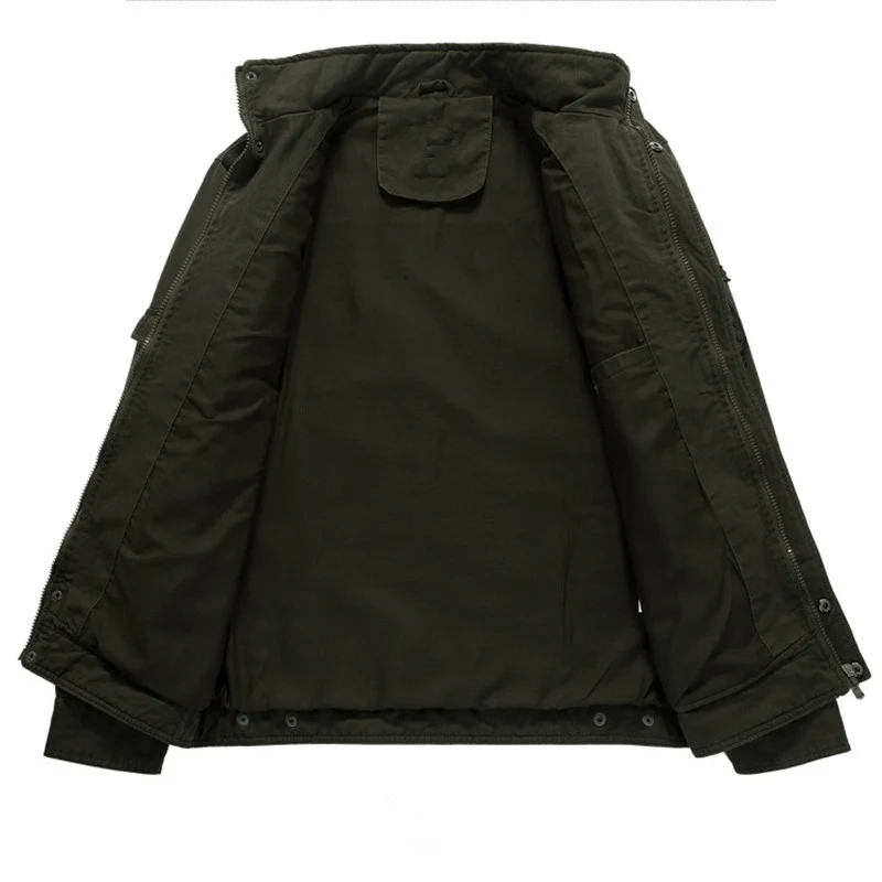Herren Canvas-Fieldjacke im Military-Utility-Stil mit Stehkragen, Epauletten und Multifunktionstaschen Drune