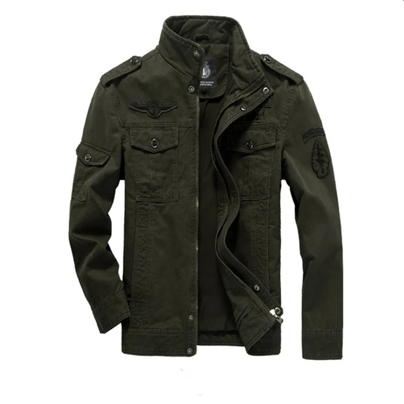 Herren Canvas-Fieldjacke im Military-Utility-Stil mit Stehkragen, Epauletten und Multifunktionstaschen Drune
