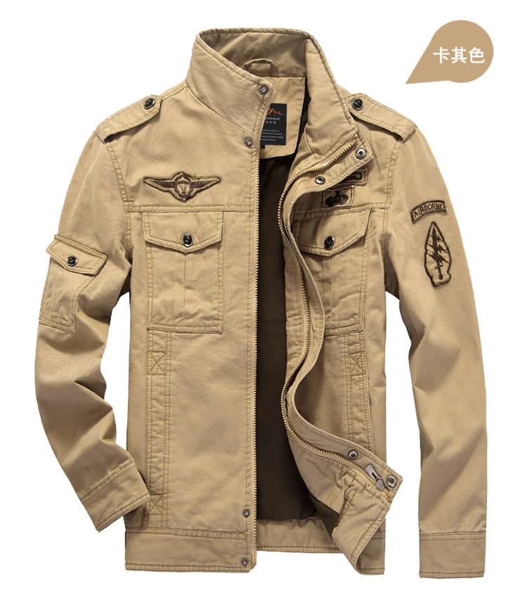 Herren Canvas-Fieldjacke im Military-Utility-Stil mit Stehkragen, Epauletten und Multifunktionstaschen Drune