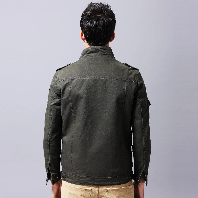 Herren Canvas-Fieldjacke im Military-Utility-Stil mit Epauletten, Brustpattentaschen und Stehkragen Drune