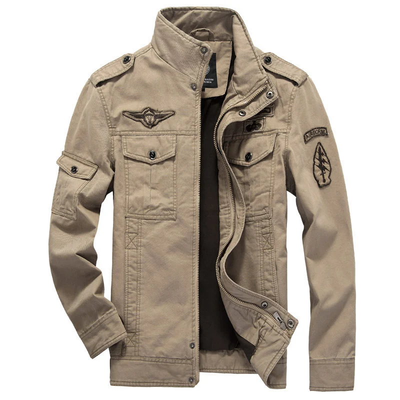 Herren Canvas-Fieldjacke im Military-Utility-Stil mit Epauletten, Brustpattentaschen und Stehkragen Drune