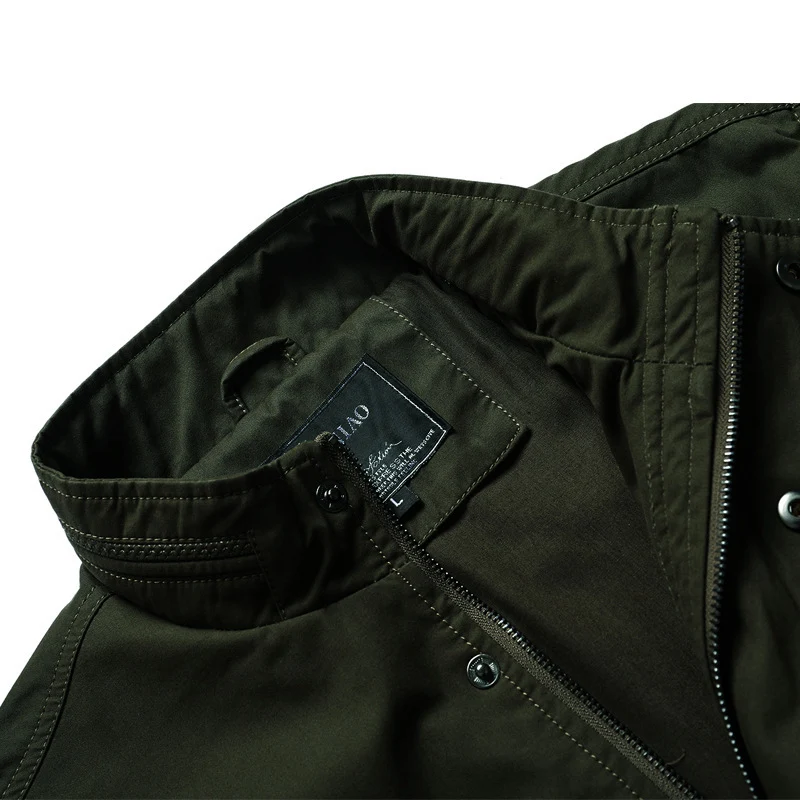 Herren Canvas-Fieldjacke im Bomberstil mit Stehkragen, Taschenklappen und elastischen Bündchen Drune