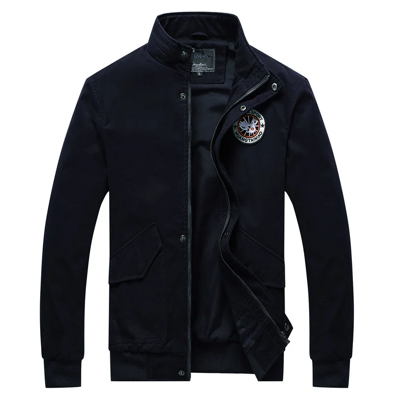 Herren Canvas-Fieldjacke im Bomberstil mit Stehkragen, Taschenklappen und elastischen Bündchen Drune