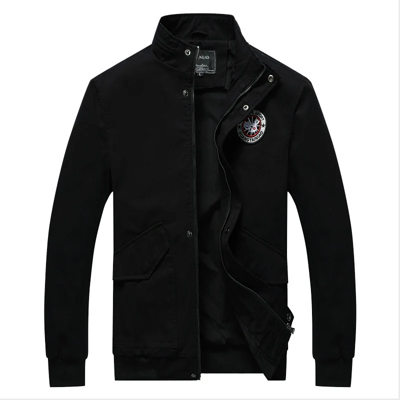 Herren Canvas-Fieldjacke im Bomberstil mit Stehkragen, Taschenklappen und elastischen Bündchen Drune