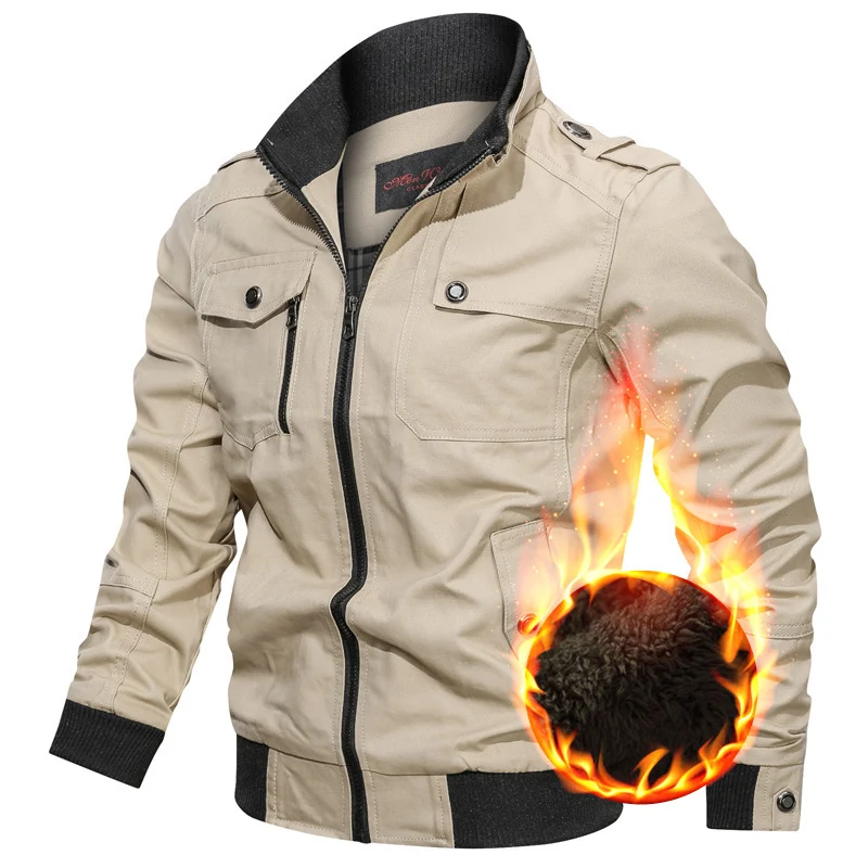 Herren Canvas-Fieldblouson mit wärmender Teddyfleece-Innenlage, Schulterepauletten und Rippenbündchen Drune
