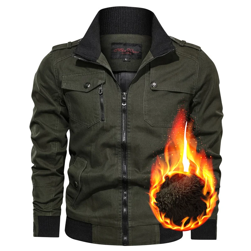 Herren Canvas-Fieldblouson mit wärmender Teddyfleece-Innenlage, Schulterepauletten und Rippenbündchen Drune