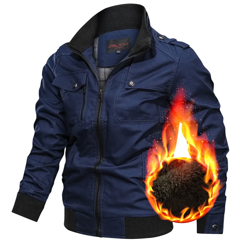 Herren Canvas-Fieldblouson mit hochabschließendem Kragen und Teddyfleece-Futter Drune