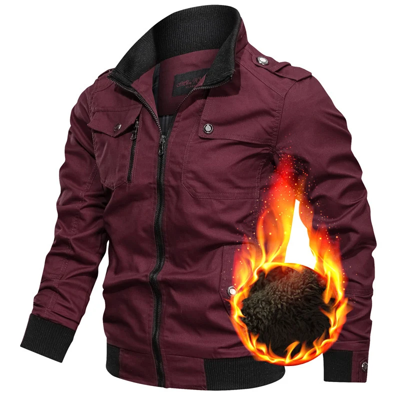 Herren Canvas-Fieldblouson mit hochabschließendem Kragen und Teddyfleece-Futter Drune