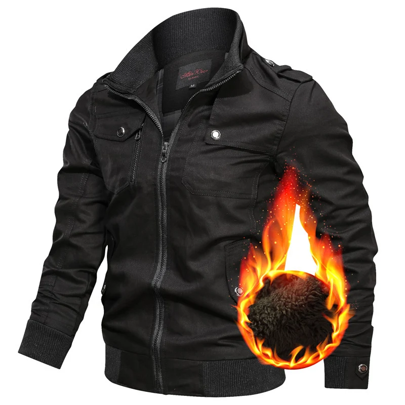 Herren Canvas-Fieldblouson mit hochabschließendem Kragen und Teddyfleece-Futter Drune