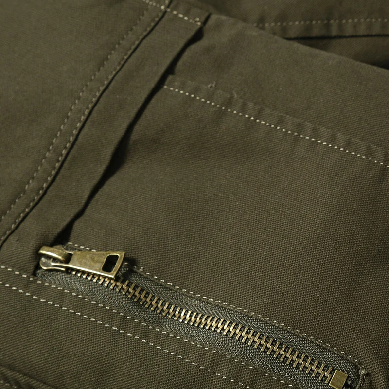 Herren Canvas-Fieldblouson im Pilotencut mit kariertem Innenfutter, Stehkragen und Rippbündchen Drune